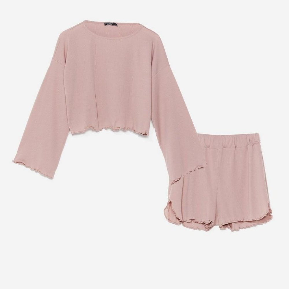 Nasty Gal Ribbed Pajama Shorts Set